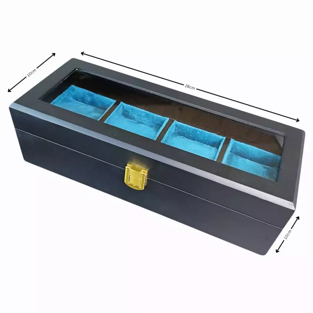 جعبه چهارتایی چوبی داخل آبی Watch Box