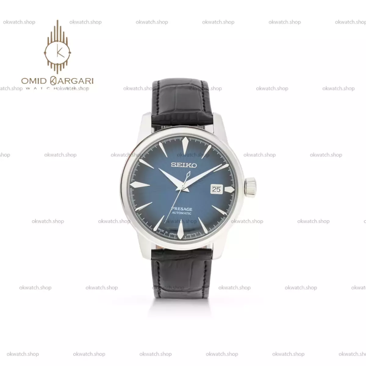 ساعت مچی سیکو پرساژ اتوماتیک بند چرمی صفحه آبی Seiko Presage