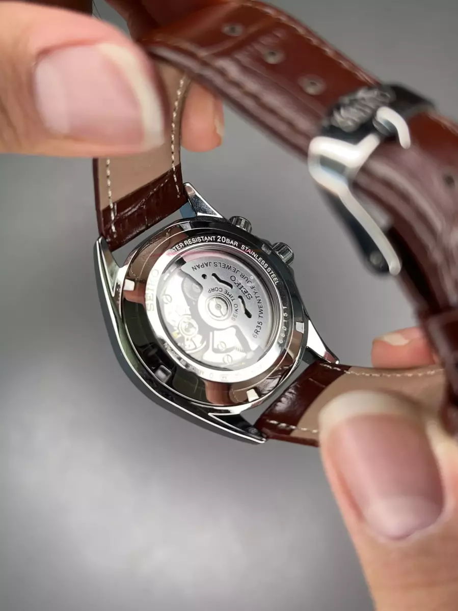 ساعت مچی سیکو کلاسیک بند چرمی قهوه ای صفحه سبز Seiko