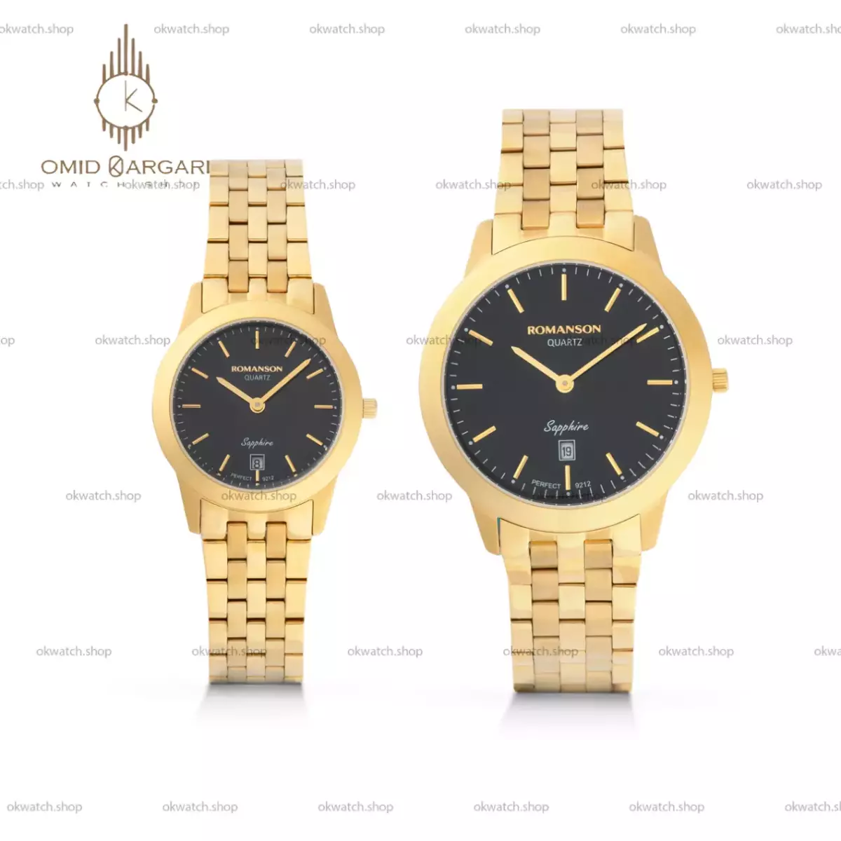 ساعت مچی رومانسون کوارتز بند طلایی صفحه مشکی Romanson Quartz