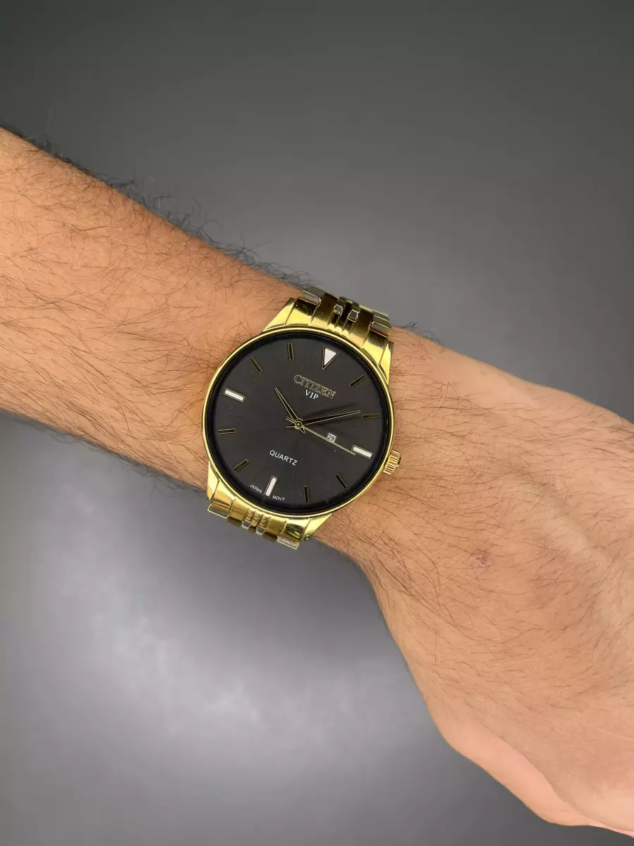ساعت مچی سیتیزن وی آی پی طلایی صفحه مشکی Citizen VIP