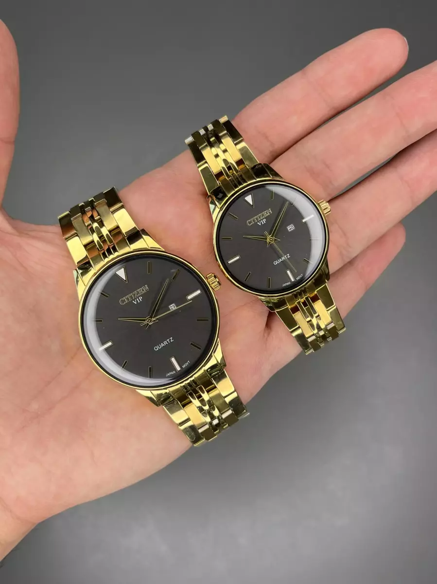 ساعت مچی سیتیزن وی آی پی طلایی صفحه مشکی Citizen VIP