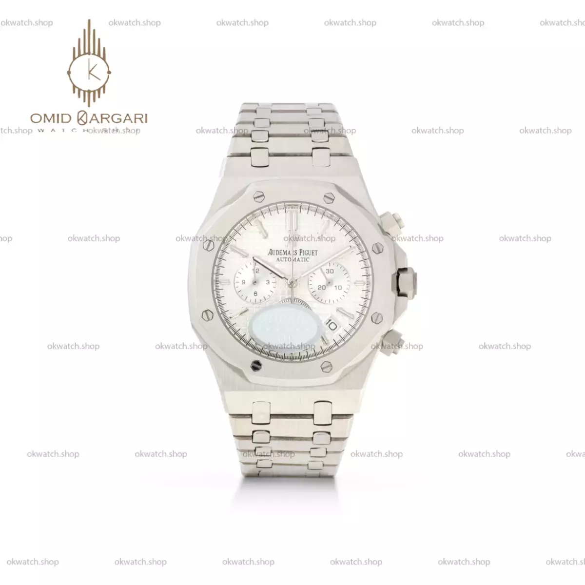 ساعت مچی اودمار پیگه کورنوگراف بند سیلور صفحه سفید Audemars Piguet