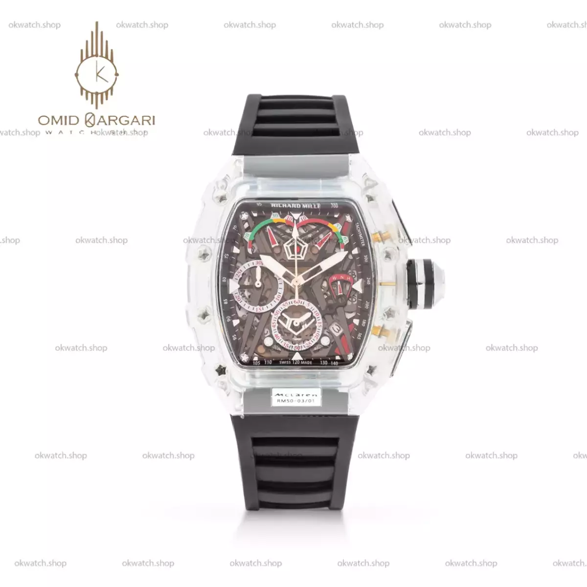 ساعت مچی ریچارد میل کورنوگراف قاب پلاستیکی مشکی  Richard Mille