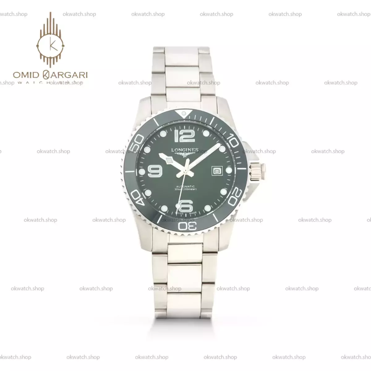 ساعت مچی لونژین اتوماتیک بند سیلور صفحه سبز Longines