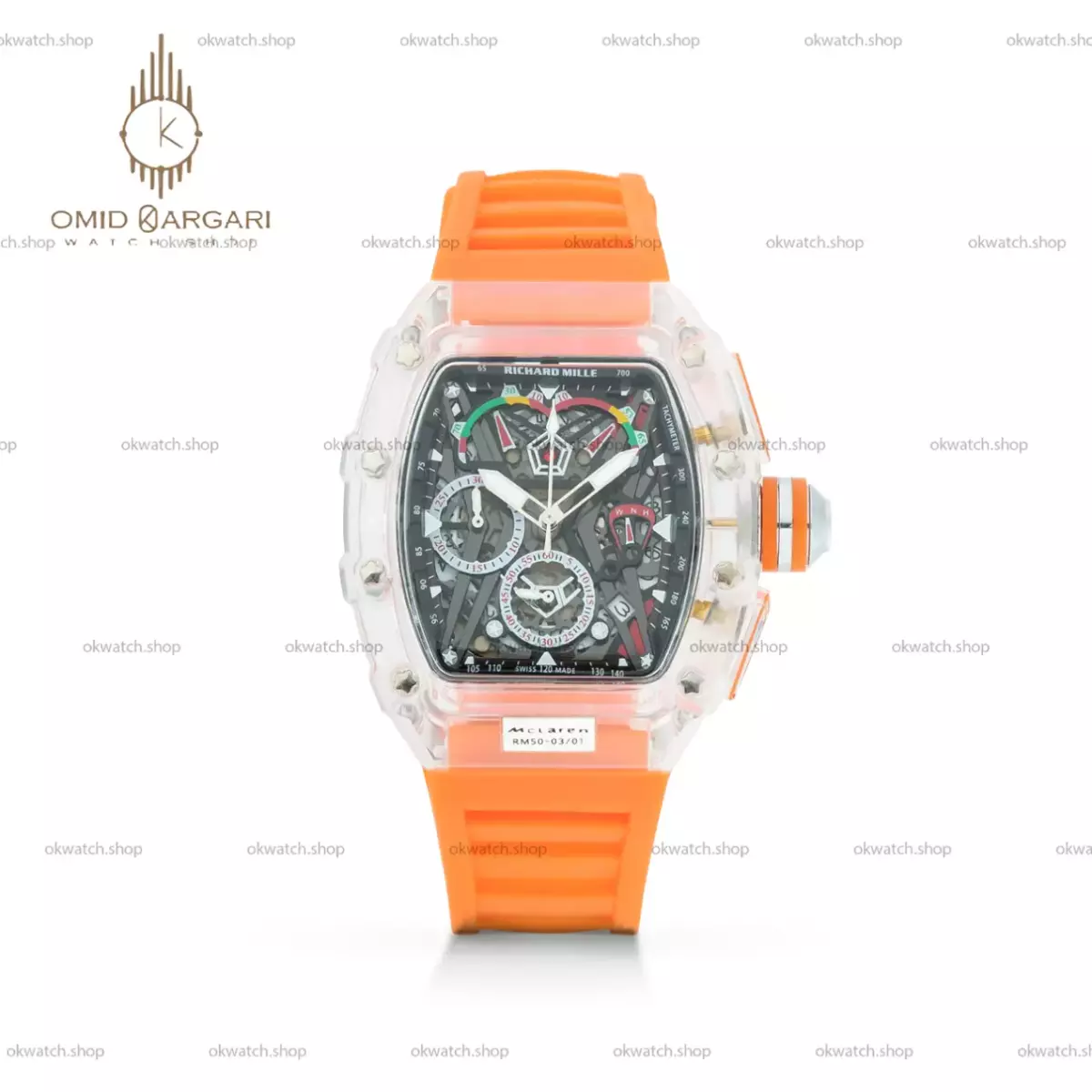 ساعت مچی ریچارد میل کورنوگراف  قاب پلاستیکی نارنجی Richard Mille