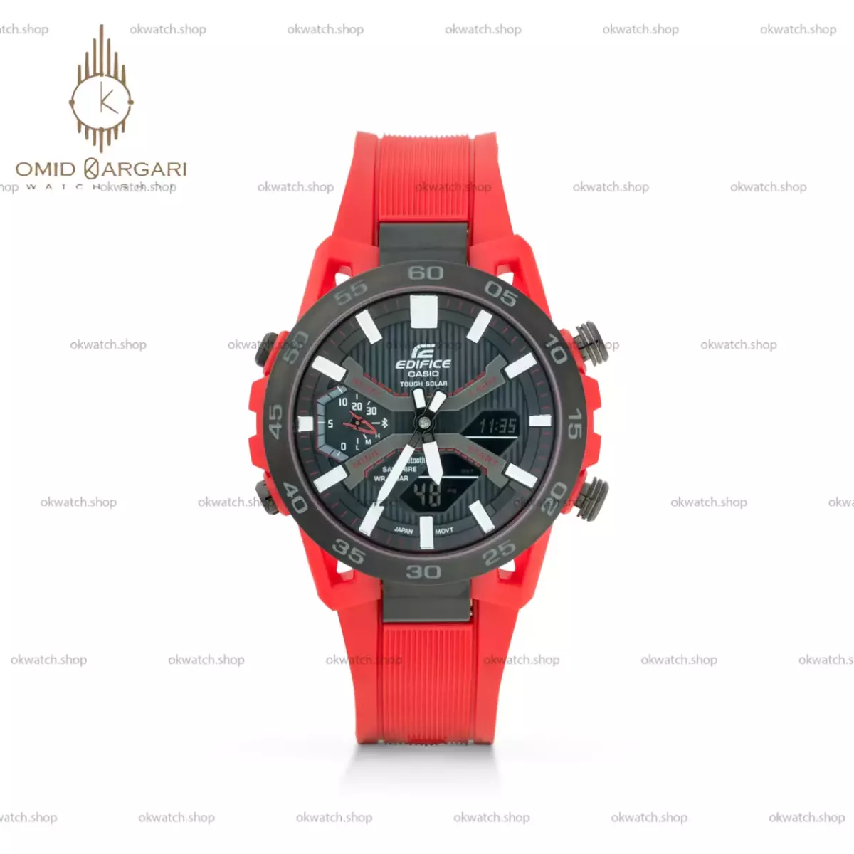 ساعت مچی کاسیو ادیفایس بند رابر قرمز Casio Edifice