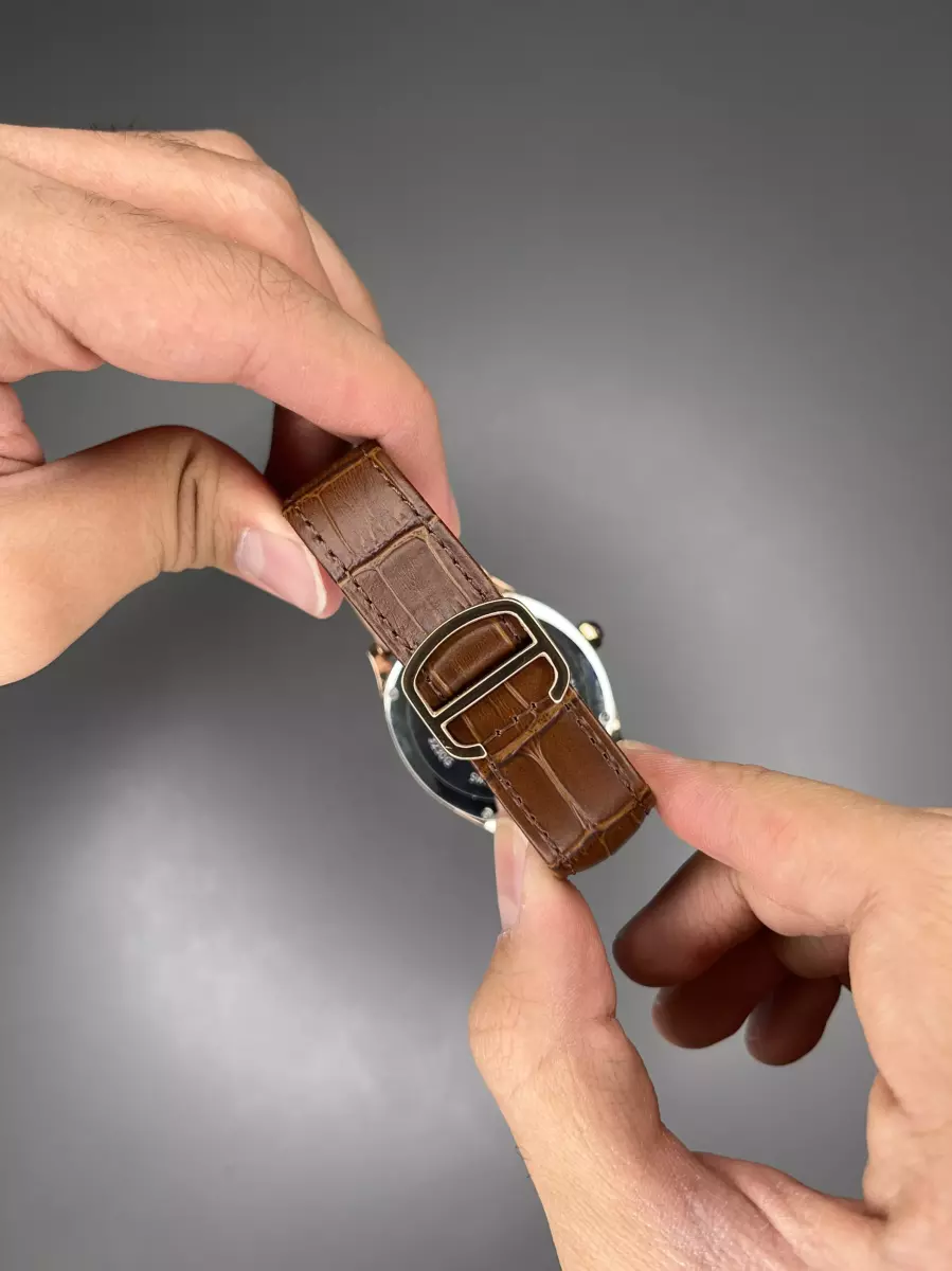 ساعت مچی کارتیه صفحه اسکلتون بند چرمی قهوه ای Cartier