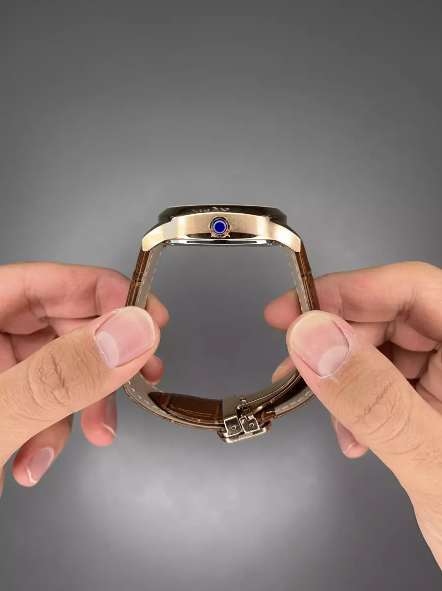 ساعت مچی کارتیه صفحه اسکلتون بند چرمی قهوه ای Cartier