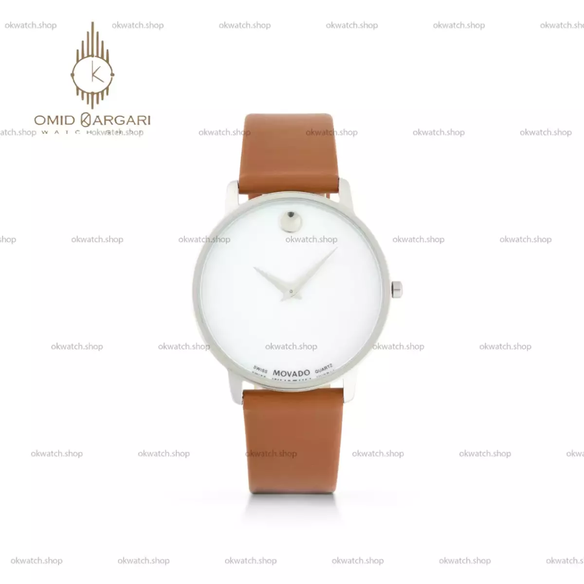 ساعت مچی موادو چرمی قهوه ای صفحه سفید Movado