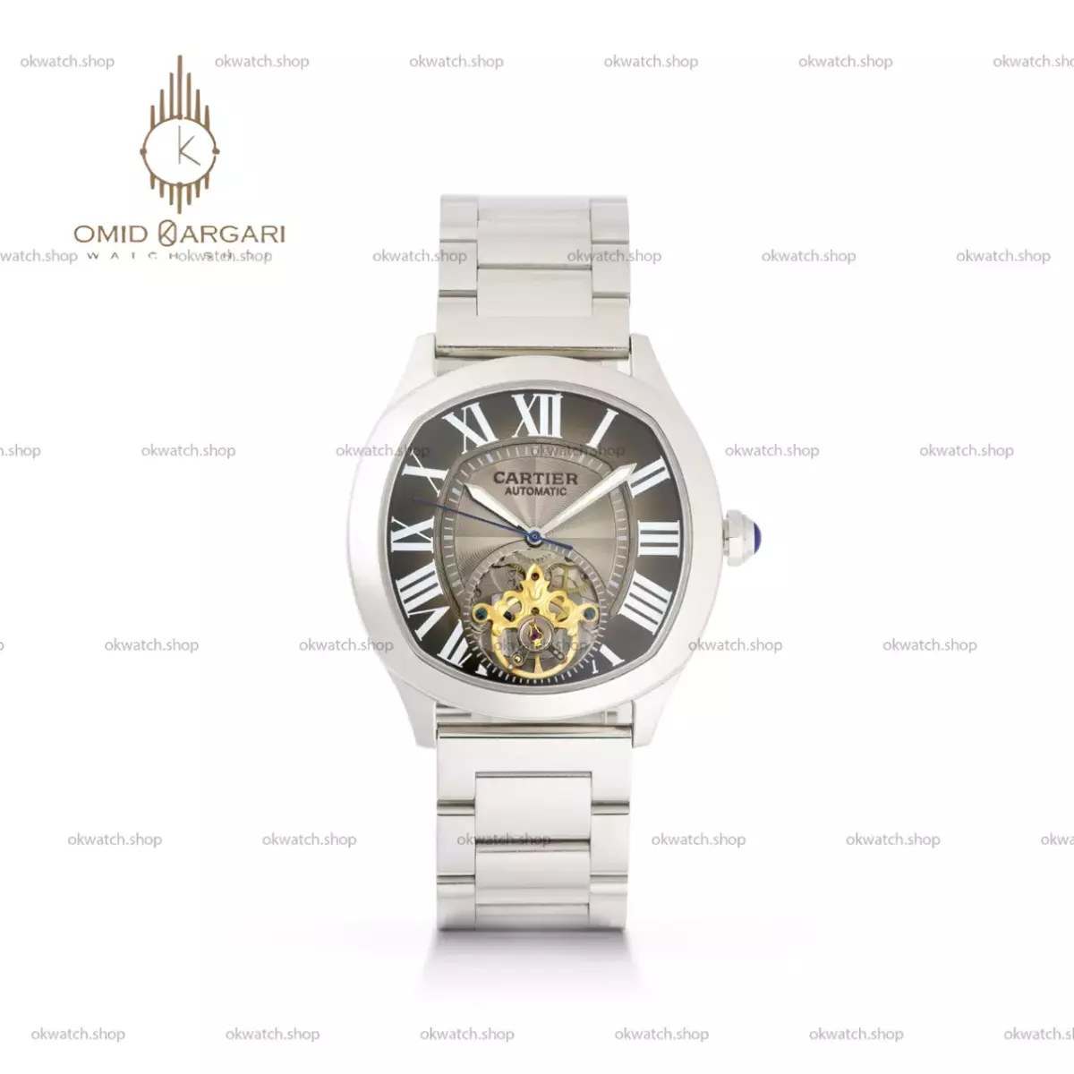 ساعت مچی کارتیه  اوپن هارت بند فلزی صفحه طوسی Cartier