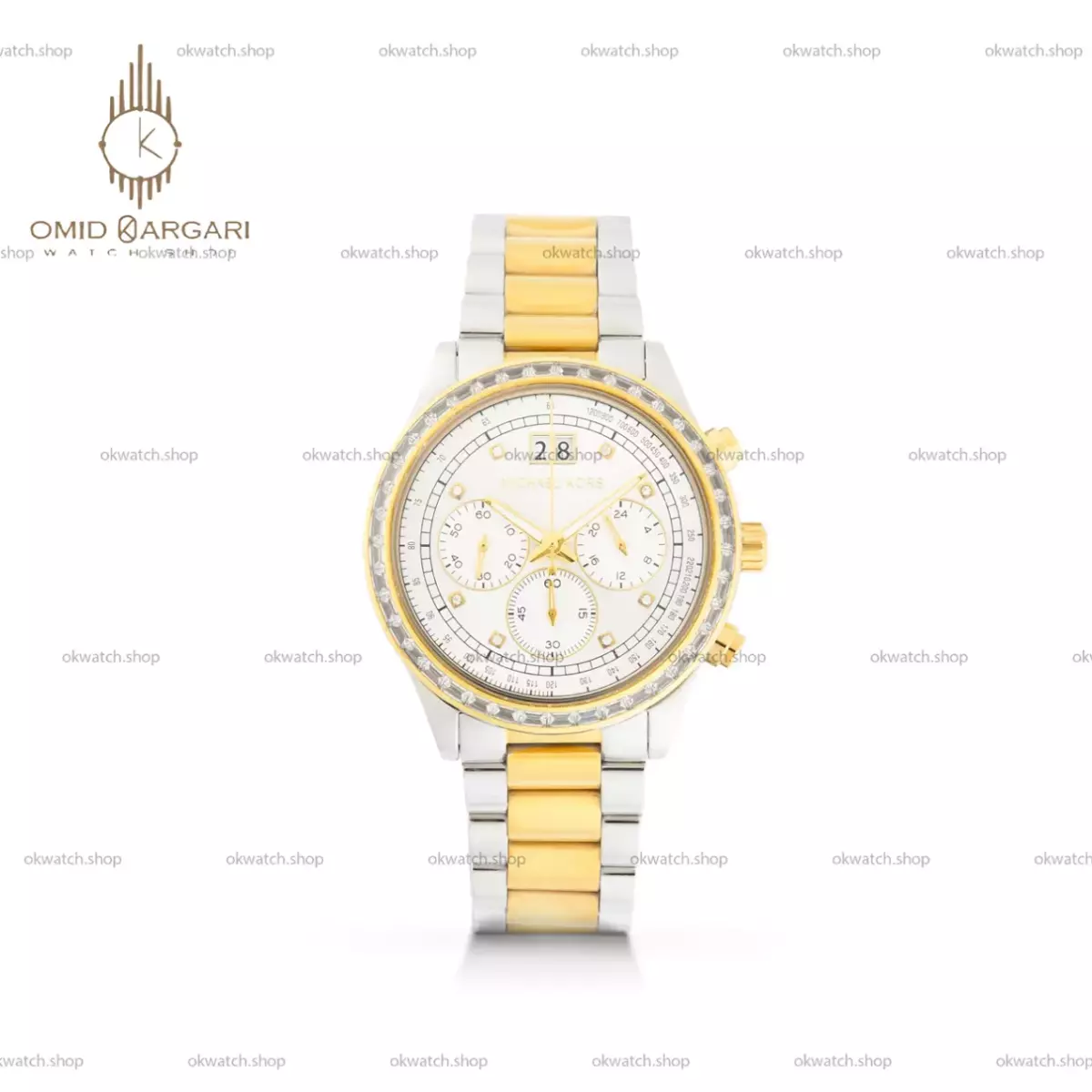 ساعت مچی مایکل کورس کورنوگراف سیلورطلایی صفحه سفید دورنگین Michael Kors