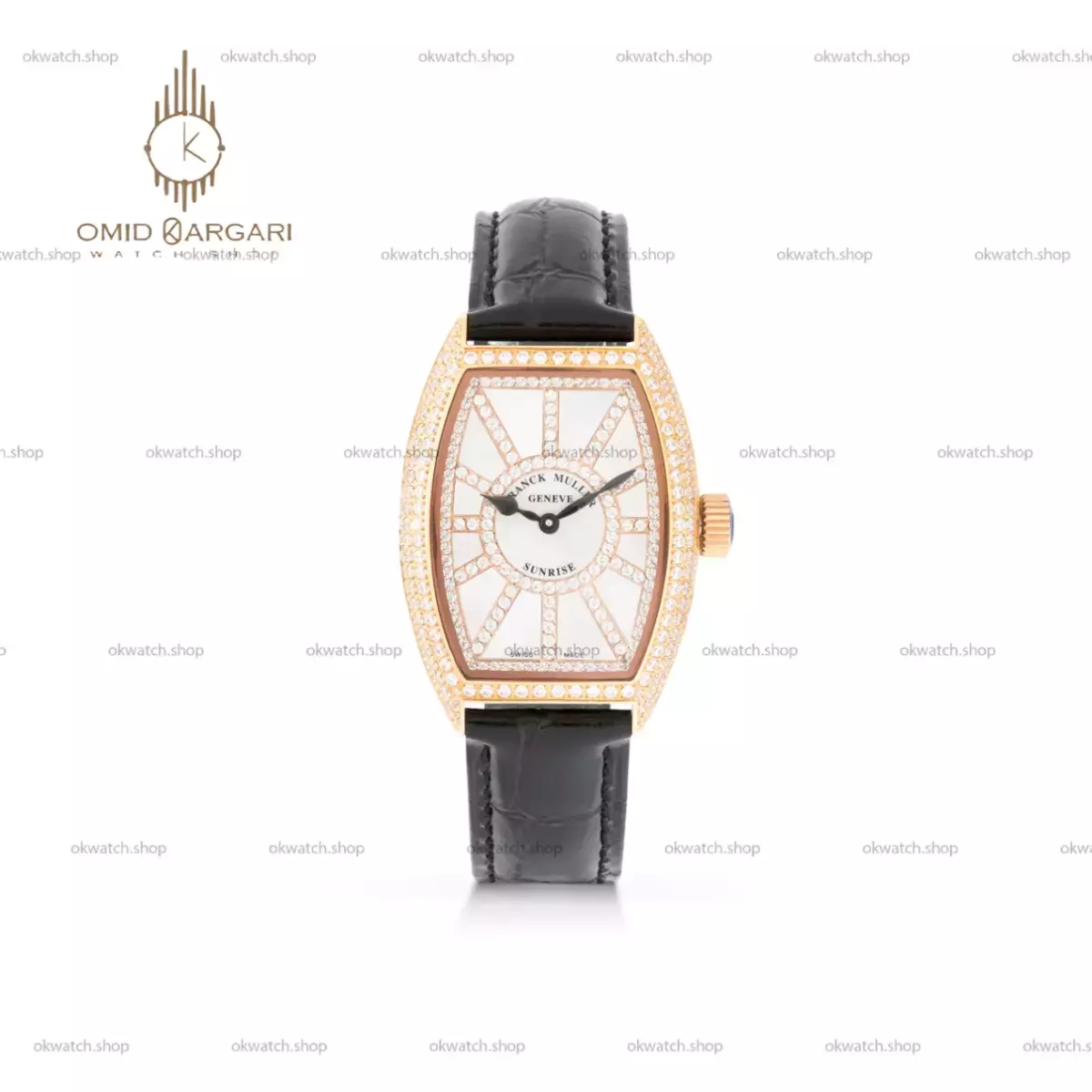 ساعت مچی فرانک مولر قاب رزگلد صفحه نگین دار Franck Muller
