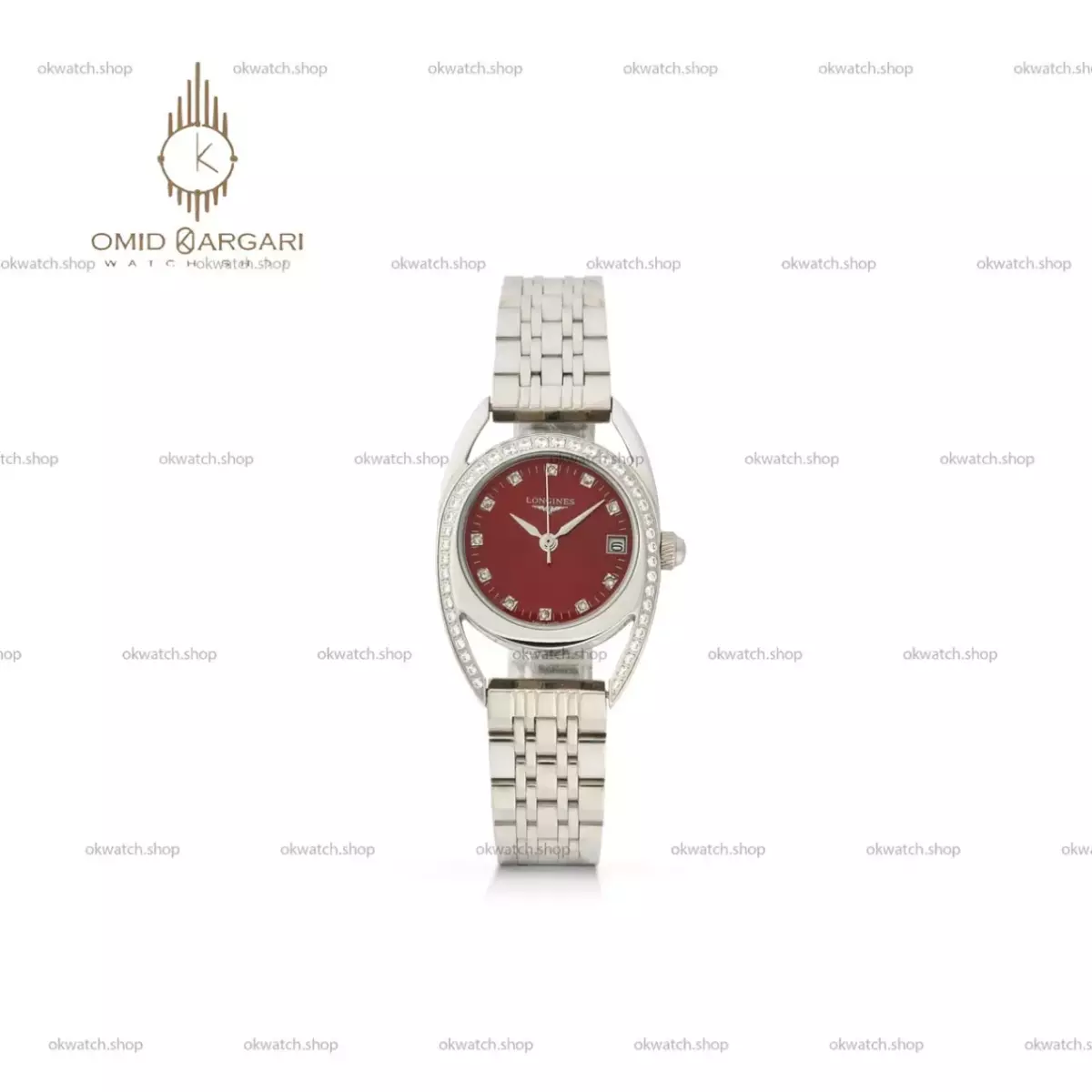 ساعت مچی لونژین بند سیلور صفحه قرمز Longines