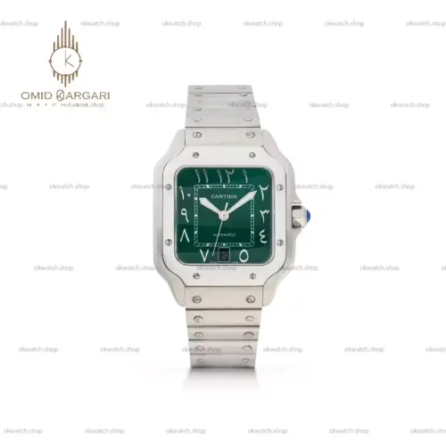 ساعت مچی کارتیه د سانتوس اتوماتیک عدد عربی صفحه سبز Cartier