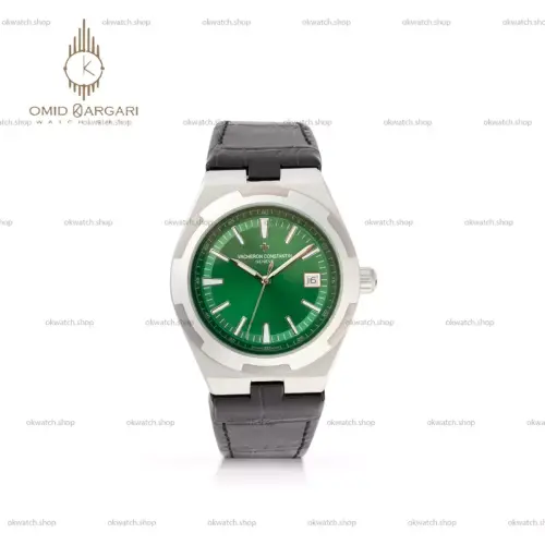 ساعت مچی واشرون کنستانتین اتوماتیک بند چرمی صفحه سبز Vacheron Constantin