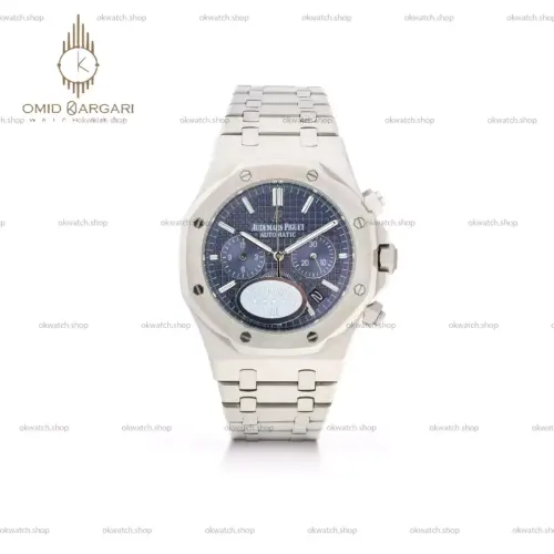 ساعت مچی اودمار پیگه کرونوگراف بند سیلور صفحه سرمه ای Audemars Piguet