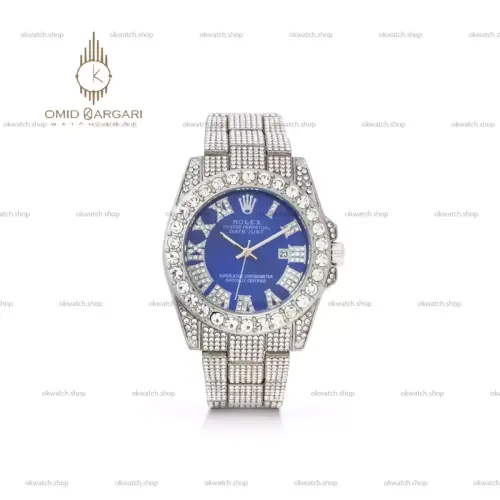 ساعت مچی رولکس دیت جاست فول نگین صفحه سرمه ای Rolex Datejust