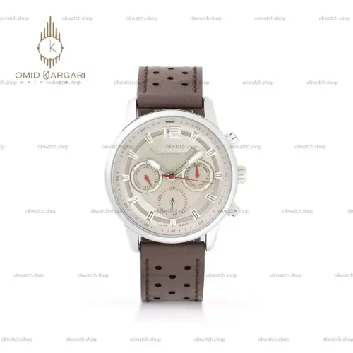 ساعت مچی سیتیزن فول دیت بند چرمی قهوه ای Citizen
