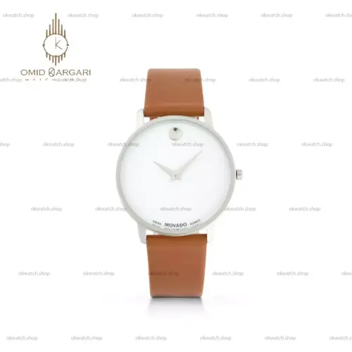 ساعت مچی موادو چرمی قهوه ای صفحه سفید Movado