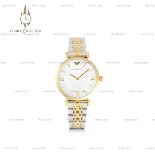 ساعت مچی امپریو آرمانی بند سیلورطلایی صفحه سفید Emporio Armani