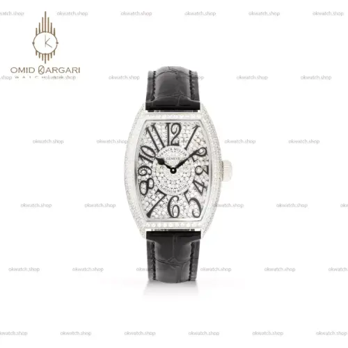ساعت مچی فرانک مولر بند چرمی صفحه نگین دار Franck Muller