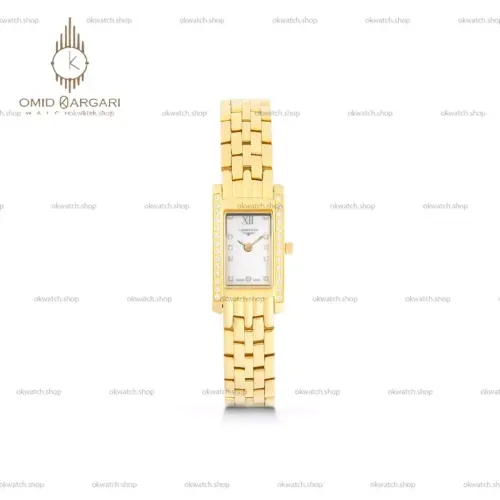 ساعت مچی لونژین طلایی قاب دور نگین Longines
