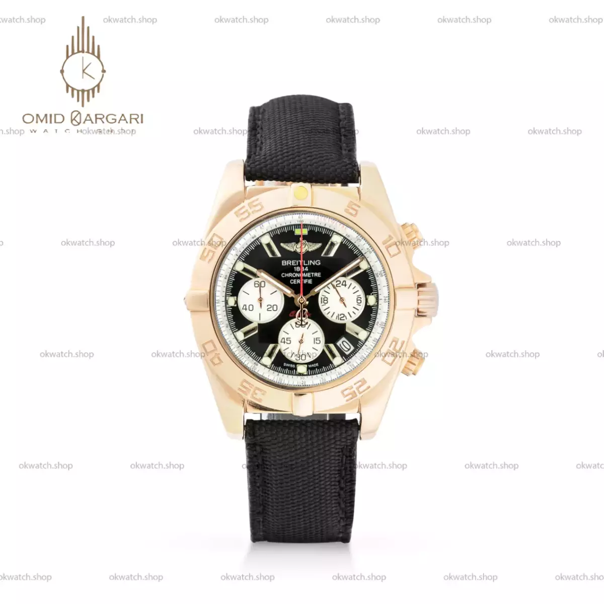 ساعت مچی برایتلینگ بند برزنتی مشکی Breitling