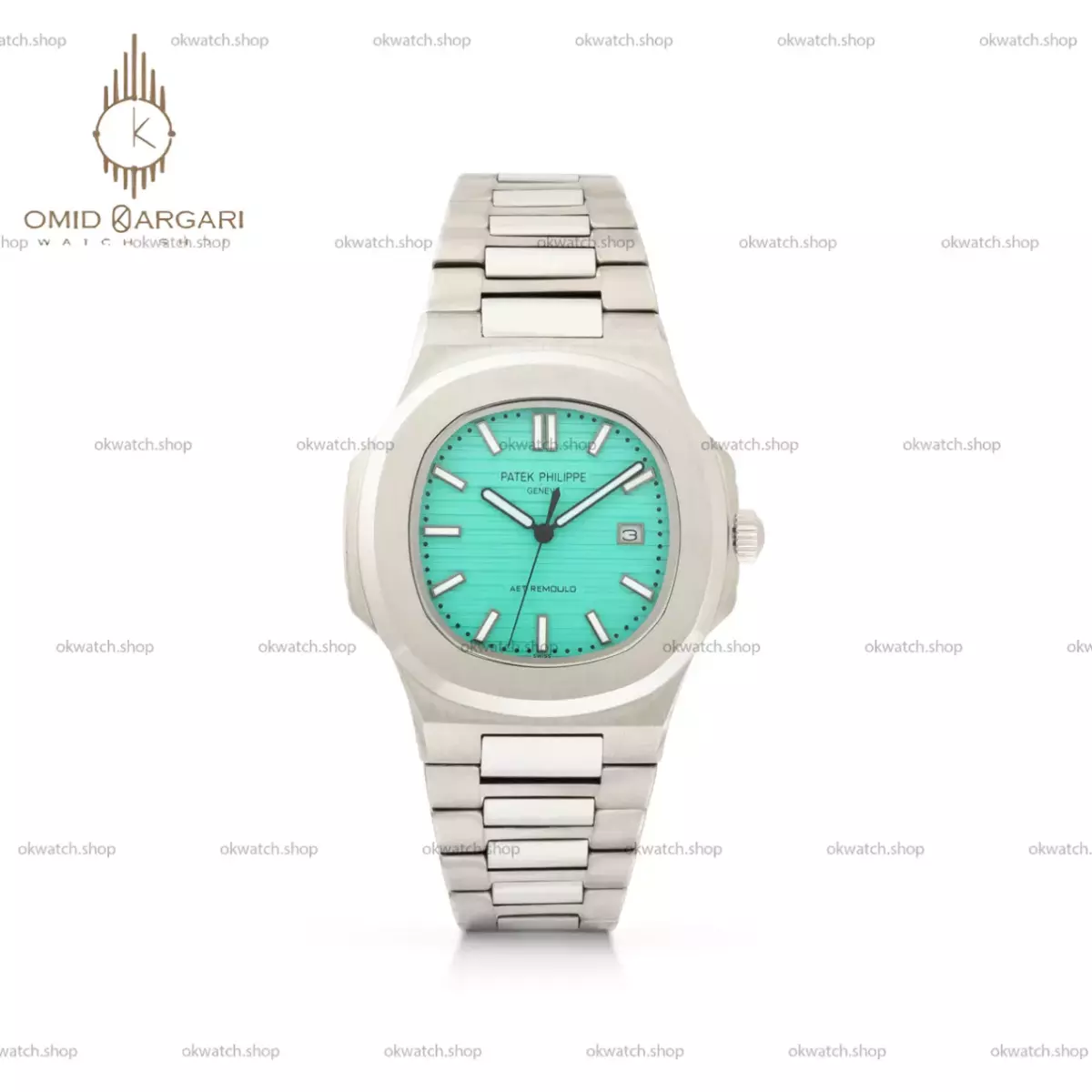 ساعت مچی پتک فیلیپ ناتیلوس صفحه تیفانی بند سیلور Patek  Philippe Nautilus