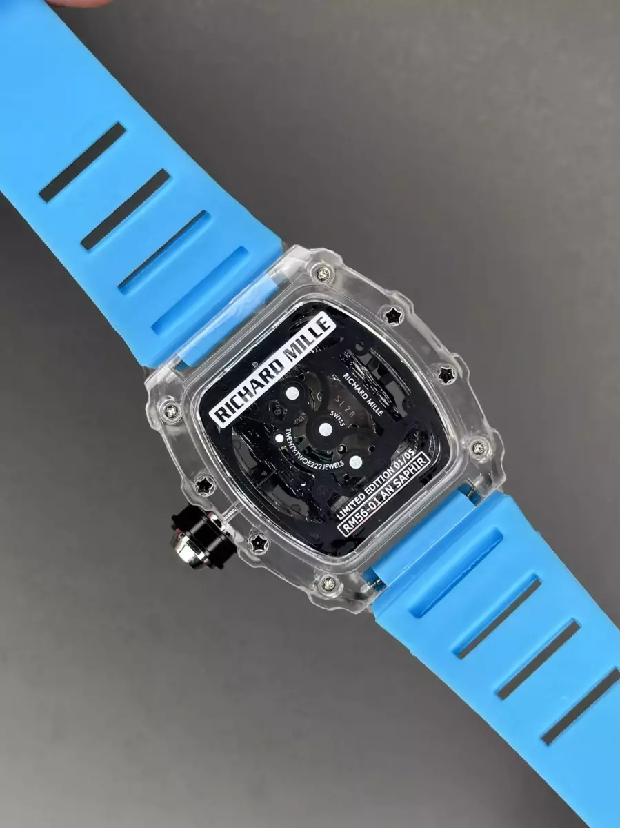 ساعت مچی ریچارد میل صفحه اسکلتون بند رابر آبی Richard Mille