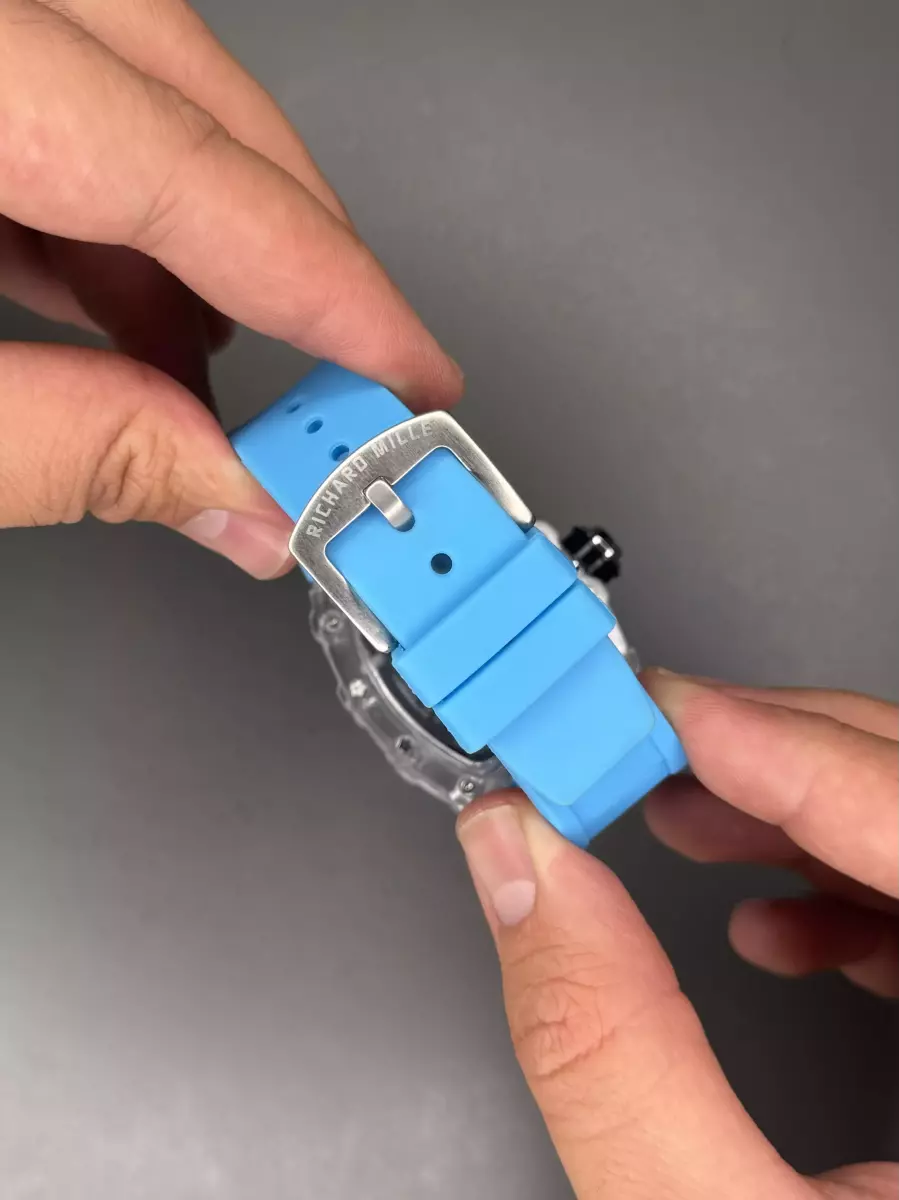 ساعت مچی ریچارد میل صفحه اسکلتون بند رابر آبی Richard Mille