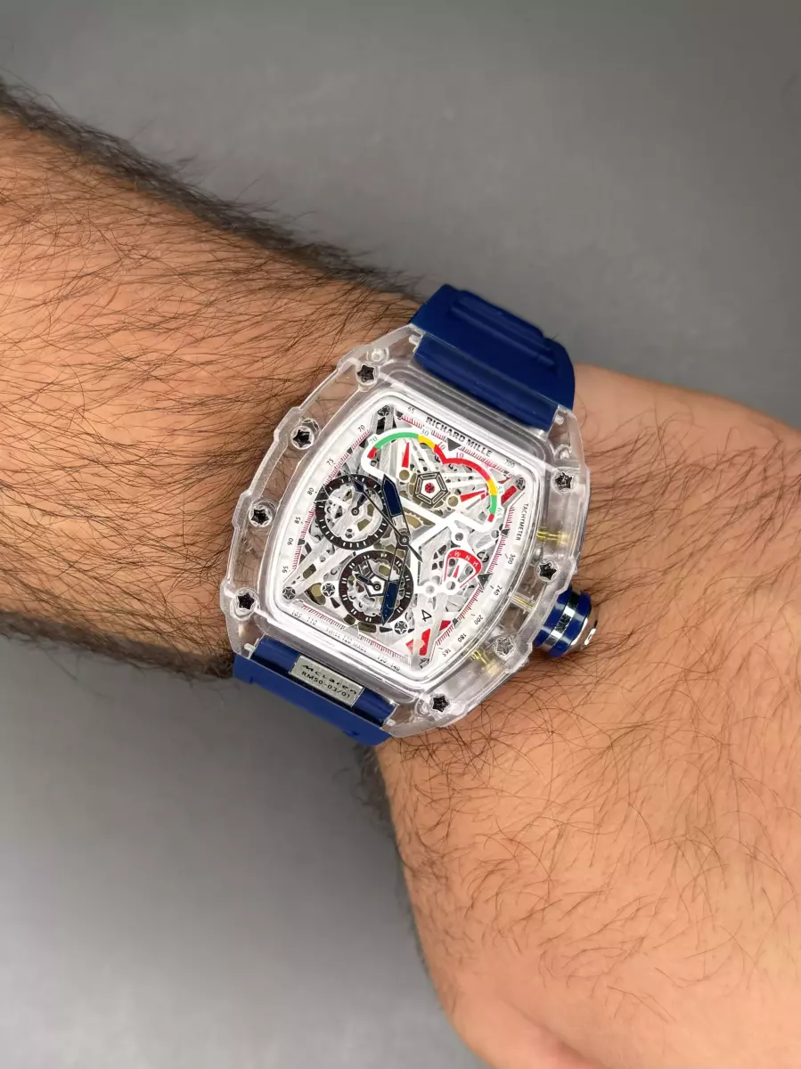 ساعت مچی ریچارد میل کورنوگراف قاب پلاستیکی بند سرمه ای Richard Mille