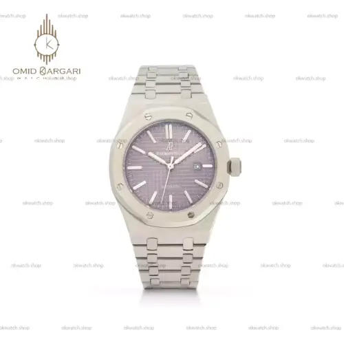 ساعت مچی اودمار پیگه باتری بند سیلور صفحه بنفش Audemars Piguet