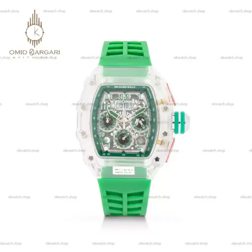 ساعت مچی ریچارد میل کرونوگراف قاب پلاستیکی سبز Richard Mille
