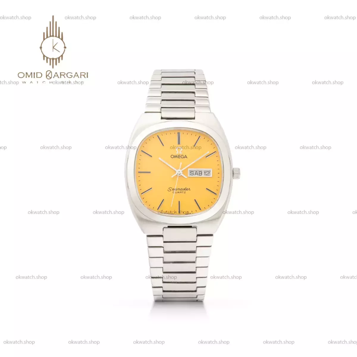 ساعت مچی امگا سیمستر نوستالژی بند سیلور صفحه زرد  Omega Seamaster
