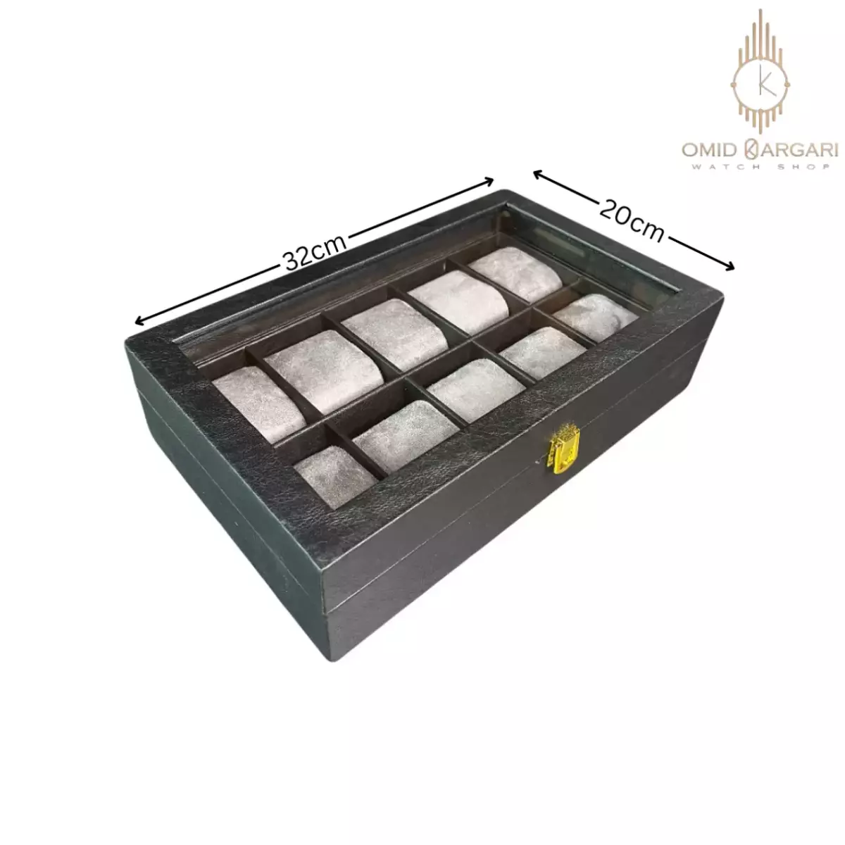 جعبه ده تایی چوبی داخل طوسی Watch Box