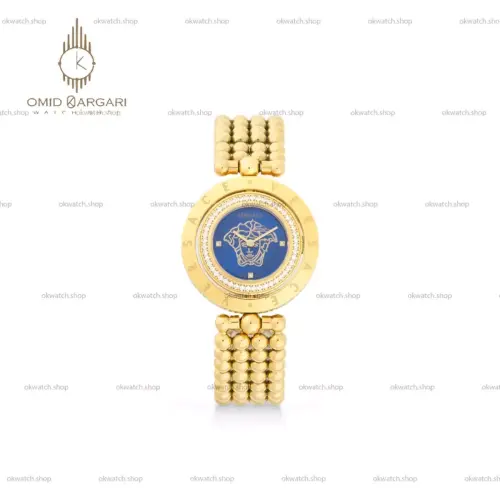 ساعت مچی ورساچه قاب چرخشی صفحه سرمه ای Versace