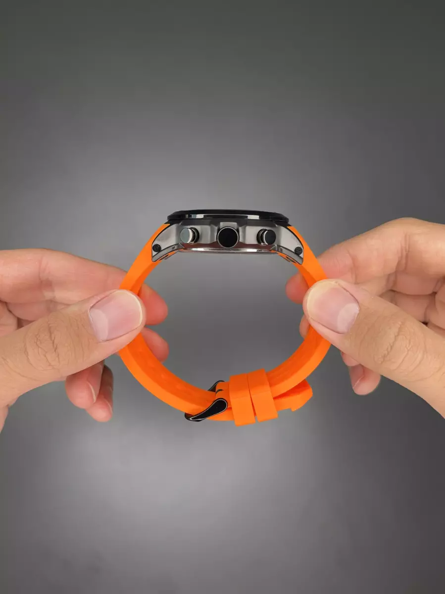 ساعت مچی سیتیزن کورنوگراف بند رابر نارنجی صفحه مشکی Citizen