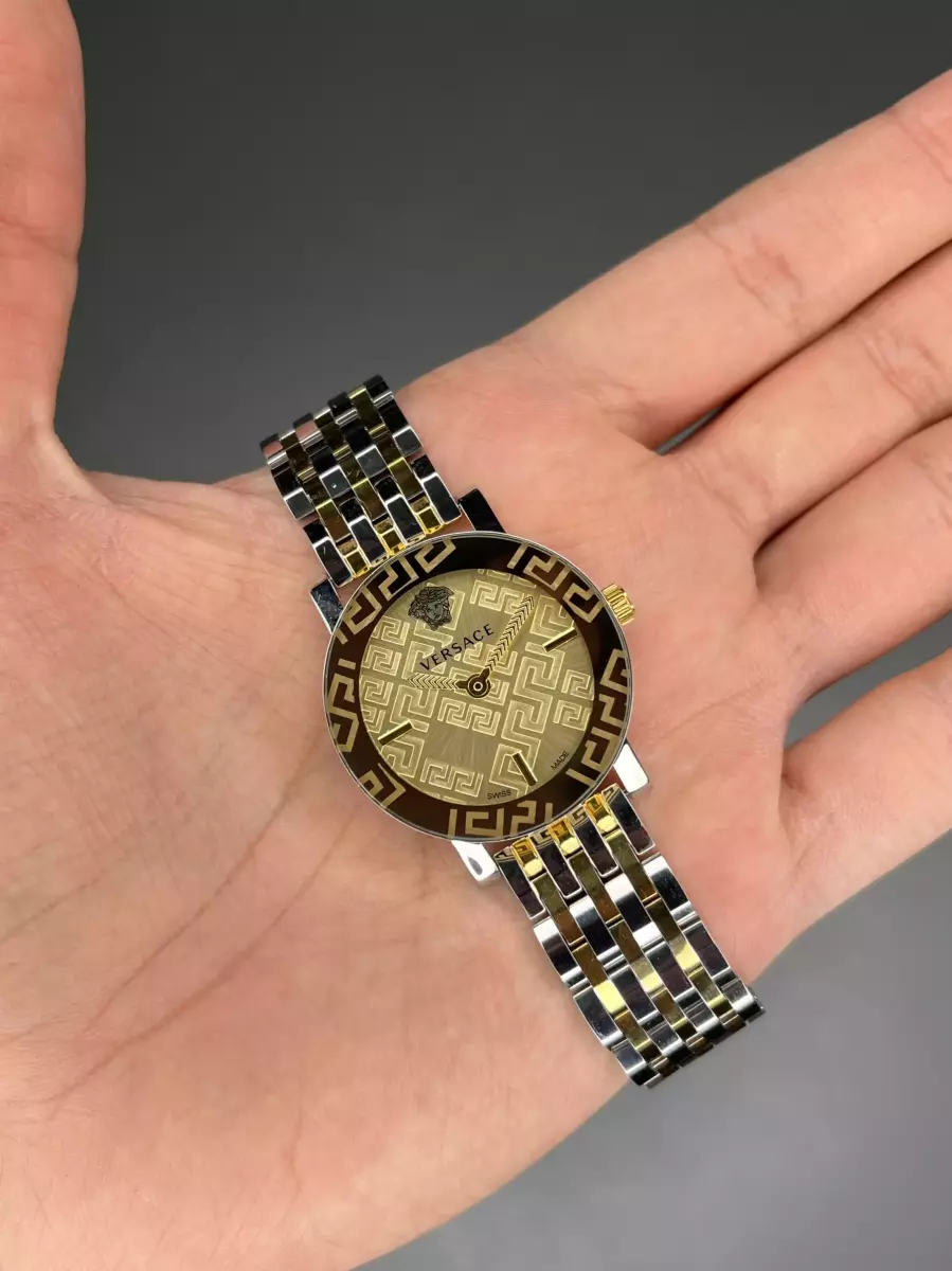 ساعت مچی ورساچه دورحکاکی سیلورطلایی صفحه طلایی Versace Greca