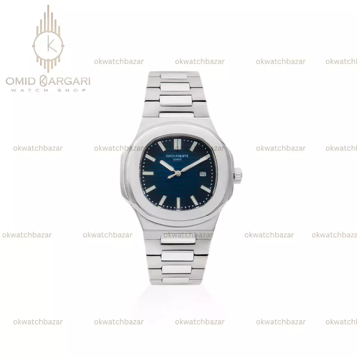 ساعت مچی پتک فیلیپ ناتیلوس سیلور صفحه سرمه ای Patek  Philippe Nautilus