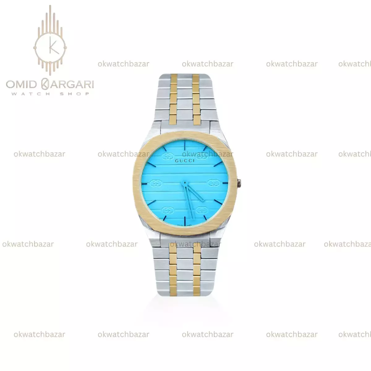 ساعت مچی گوچی سیلورطلایی صفحه تیفانی Gucci
