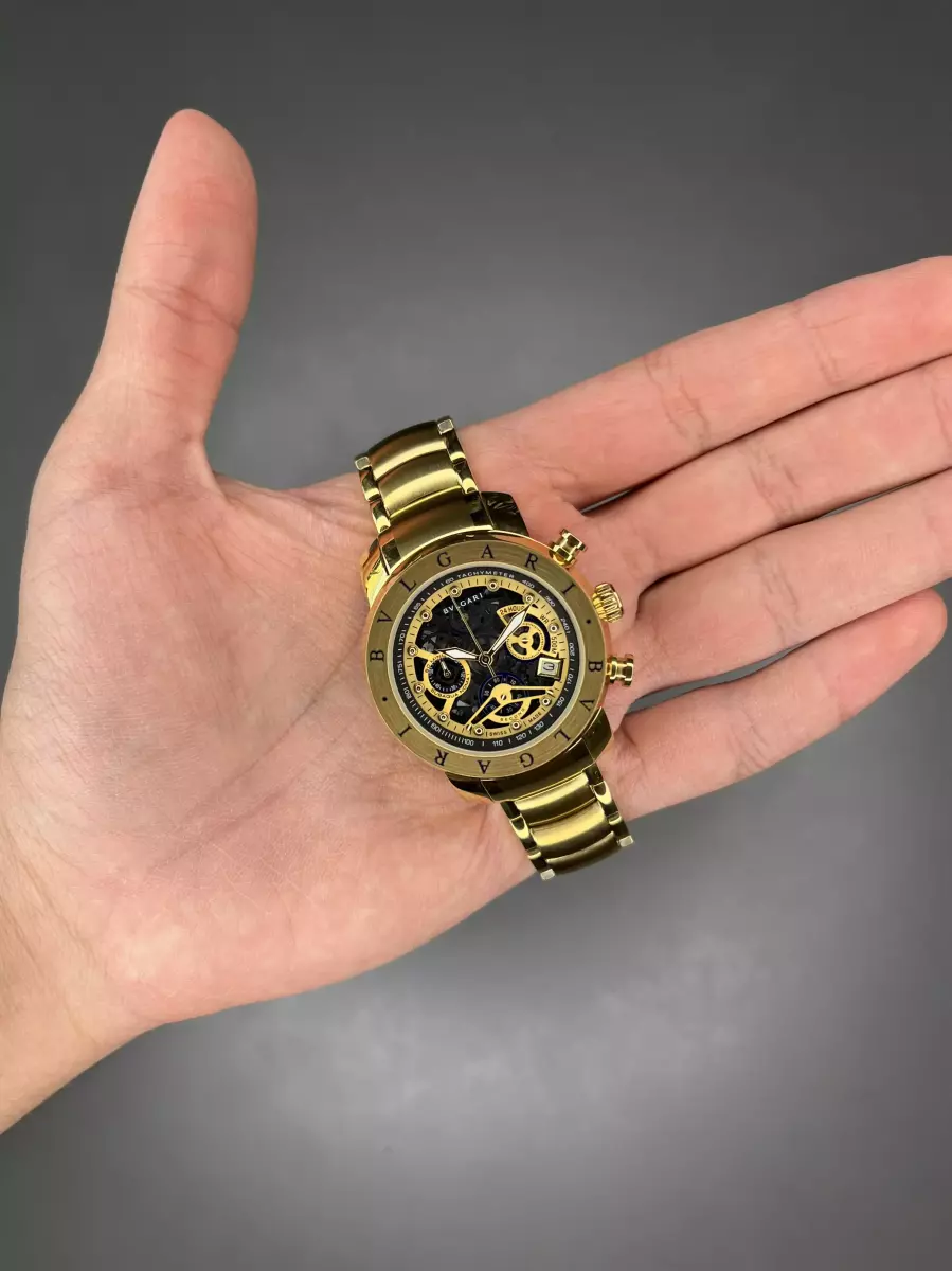 ساعت مچی بولگاری کورنوگراف صفحه اسکلتون طلایی Bvlgari