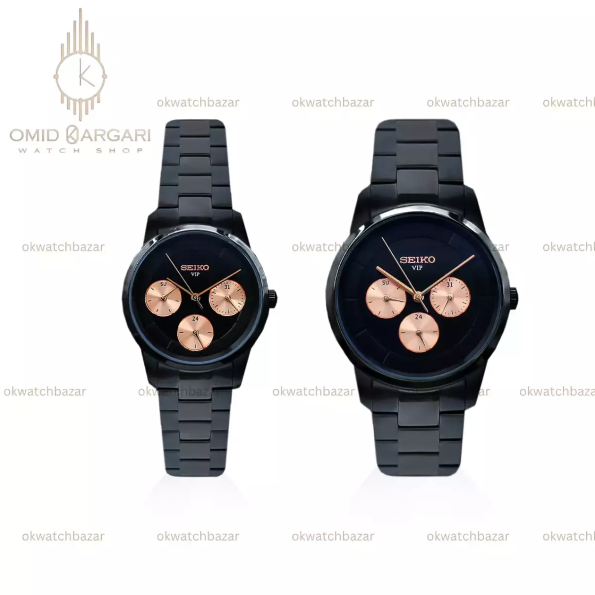 ساعت مچی سیکو فول دیت بند و صفحه مشکی Seiko