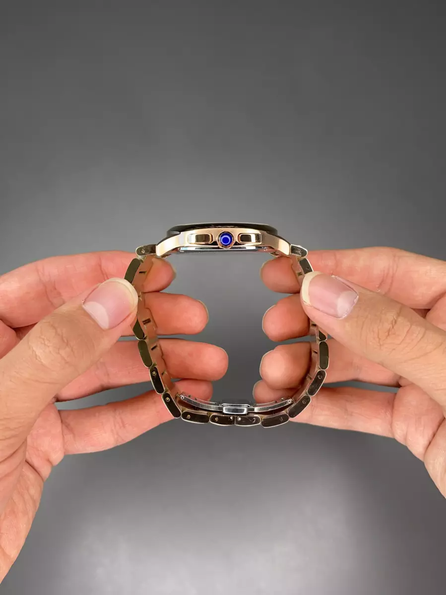 ساعت مچی کارتیه کورنوگراف بند فلزی رزگلد صفحه آبی Cartier