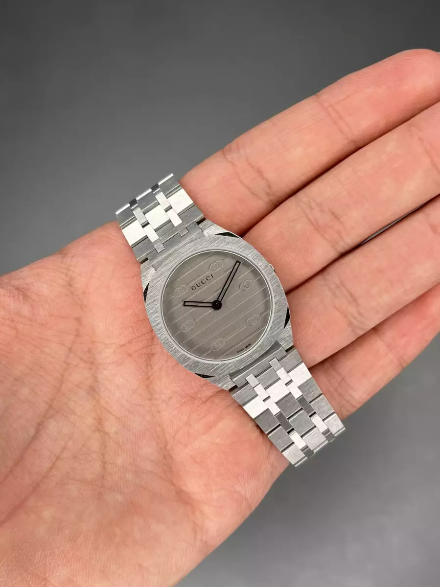 ساعت مچی گوچی بند سیلور صفحه طوسی Gucci