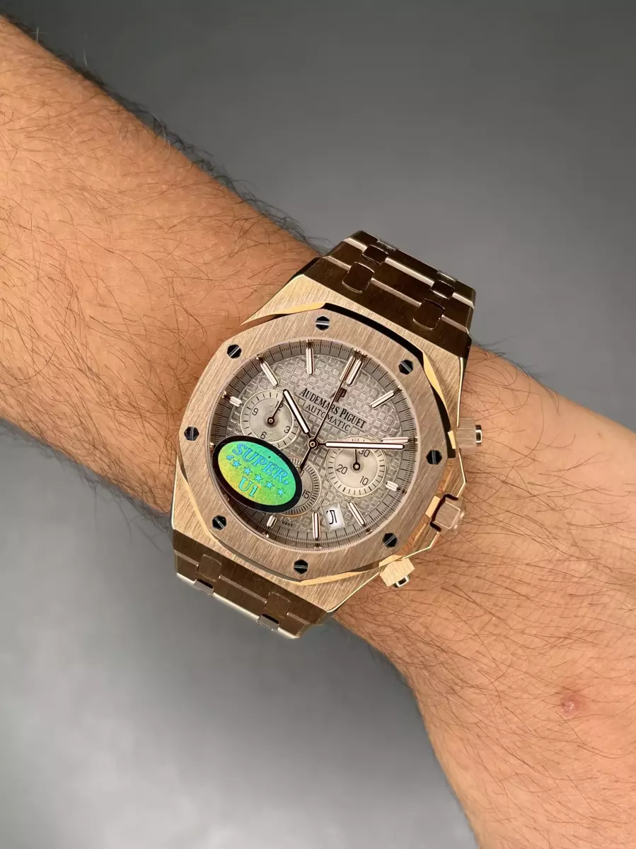 ساعت مچی اودمار پیگه کورنوگراف بند رزگلد صفحه طوسی Audemars Piguet