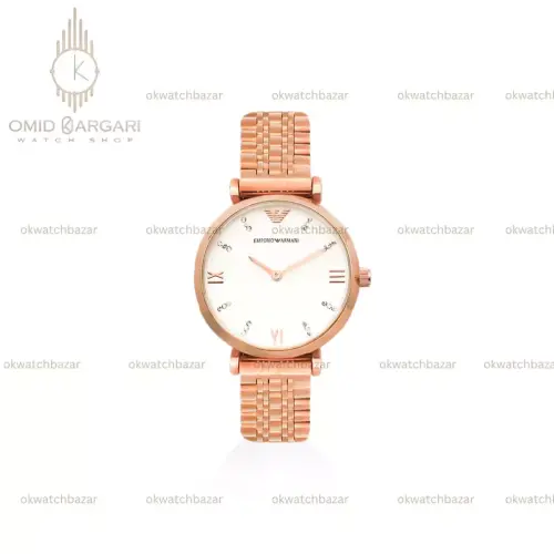 ساعت مچی امپریو آرمانی صفحه صدفی بند رزگلد Emporio Armani