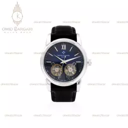 ساعت مچی پتک فیلیپ اتوماتیک دو توربین مشکی صفحه سرمه ای Patek Philippe