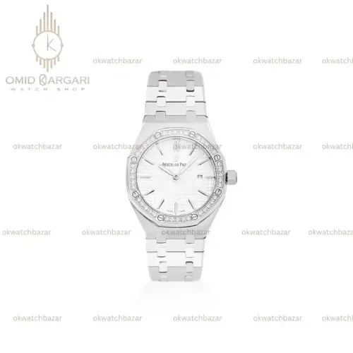 ساعت مچی اودمار پیگه بند فلزی صفحه سفید دورنگین Audemars Piguet