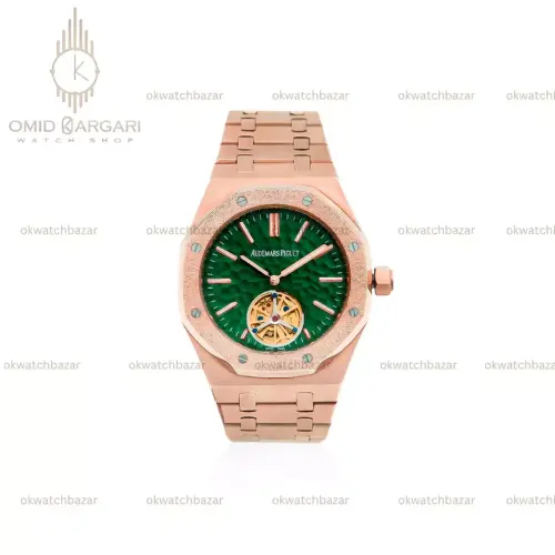 ساعت مچی اودمار پیگه اوپن هارت قاب شنی رزگلد صفحه سبز Audemars Piguet